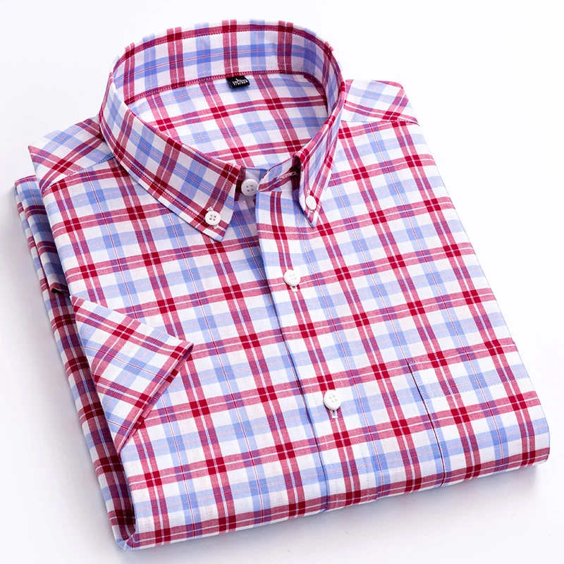 100% Cotton Short Sleeve Shirts Mens Summer Fashion Casual Slim-fit Button-down Plaid Stripe Thin Button-down Dress Shirt
100% Cotton Short Sleeve Shirts Mens Summer Fashion Casual Slim-fit Button-down Plaid Stripe Thin Button-down Dress Shirt