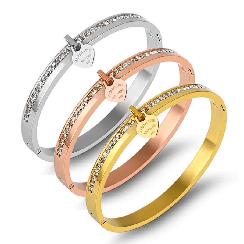 New Trendy Stainless Steel CZ Lover's Bracelets Bangles for Women Crystal Gold Plating Cuff Wristband Trendy Female Girl Jewelry
New Trendy Stainless Steel CZ Lover's Bracelets Bangles for Women Crystal Gold Plating Cuff Wristband Trendy Female Girl Jewelry