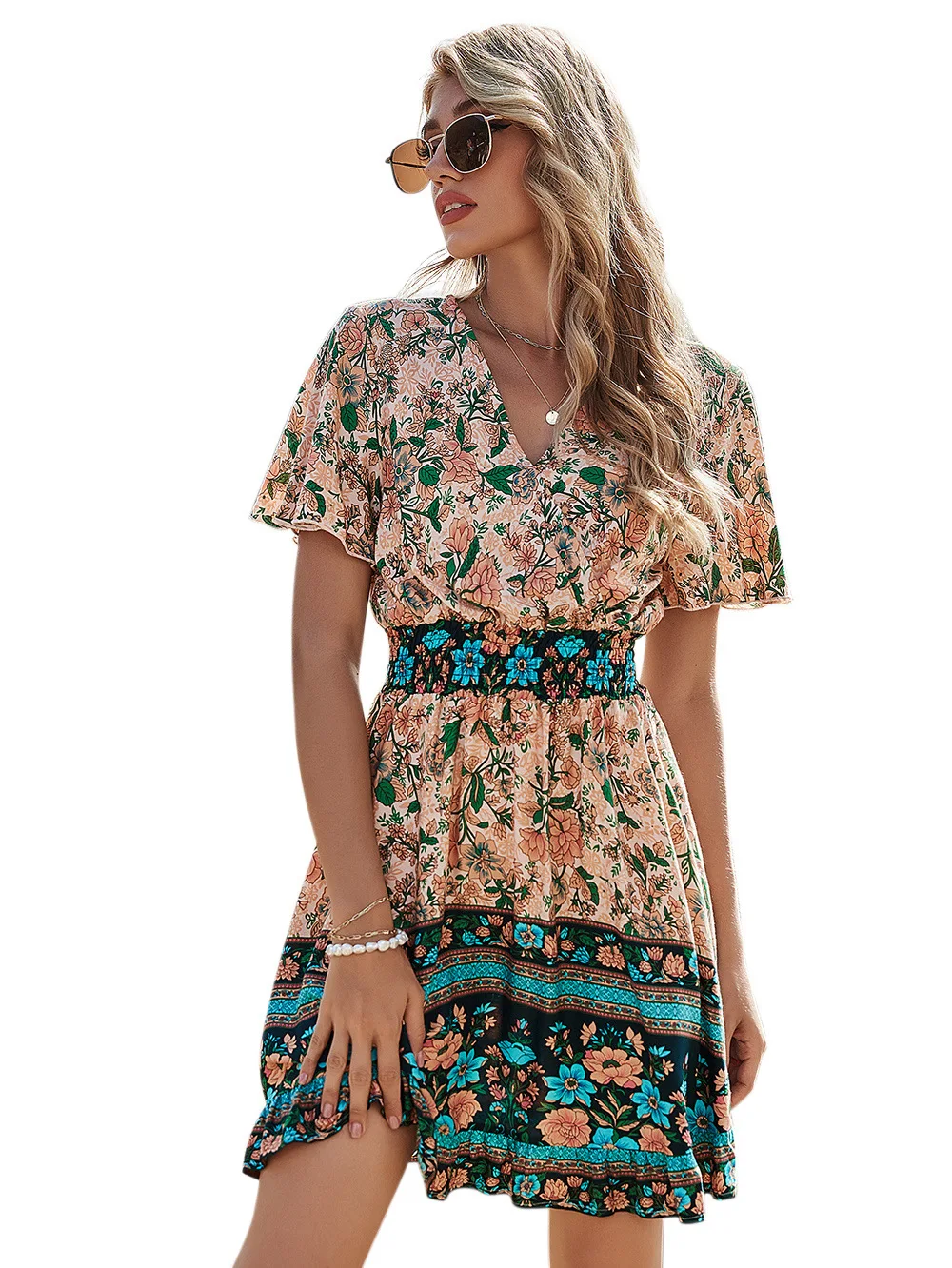 Women's Dresses Summer Wrap Bohemian Floral Printed Ruffle Hem Short Sleeve V-Neck Beach Mini Dress
Women's Dresses Summer Wrap Bohemian Floral Printed Ruffle Hem Short Sleeve V-Neck Beach Mini Dress