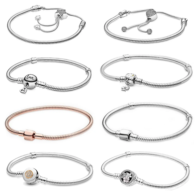 100% 925 Sterling Silver Bangle Fit Original Pandora DIY Fashion Charms Beadeds Accessories Beads Femme Bracelets Jewelry Women
100% 925 Sterling Silver Bangle Fit Original Pandora DIY Fashion Charms Beadeds Accessories Beads Femme Bracelets Jewelry Women