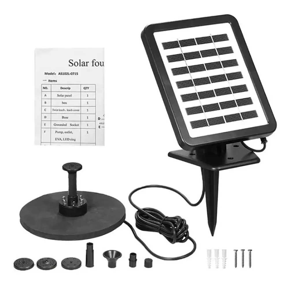 Solar Fountain Pump Set Solar Water Fountain Pump with 7 Nozzles Solar Powered Fountain Pump for Bird Bath Pond Garden
Solar Fountain Pump Set Solar Water Fountain Pump with 7 Nozzles Solar Powered Fountain Pump for Bird Bath Pond Garden