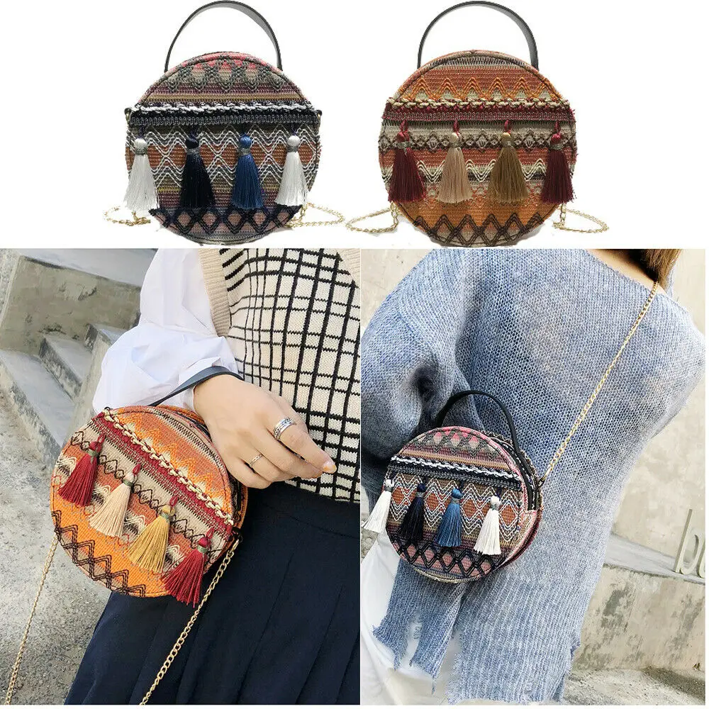 2019 Newest Hot Summer Women Bohemian Rattan Woven Tassel Handbag National Shoulder Beach Bag Casual Tote Straw Wicker Round Bag
2019 Newest Hot Summer Women Bohemian Rattan Woven Tassel Handbag National Shoulder Beach Bag Casual Tote Straw Wicker Round Bag