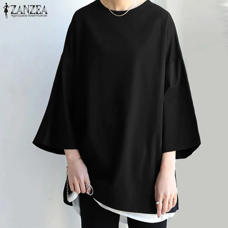 Vintage Flare Sleeve Tops Womens Baggy Blouse ZANZEA 2022 Spring Blusas Female Split Tunic Casual Solid Chemise
Vintage Flare Sleeve Tops Womens Baggy Blouse ZANZEA 2022 Spring Blusas Female Split Tunic Casual Solid Chemise