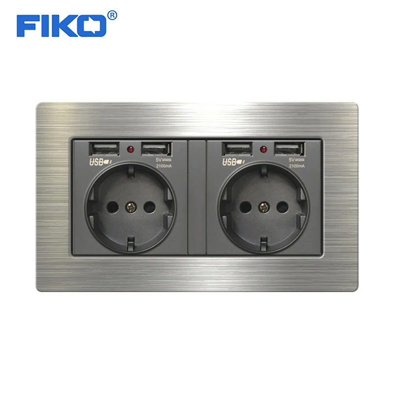 FIKO 16A EU stainless steel panel wall power standard with dual usb Household,146mm*86mm electrical socket double usb Black
FIKO 16A EU stainless steel panel wall power standard with dual usb Household,146mm*86mm electrical socket double usb Black