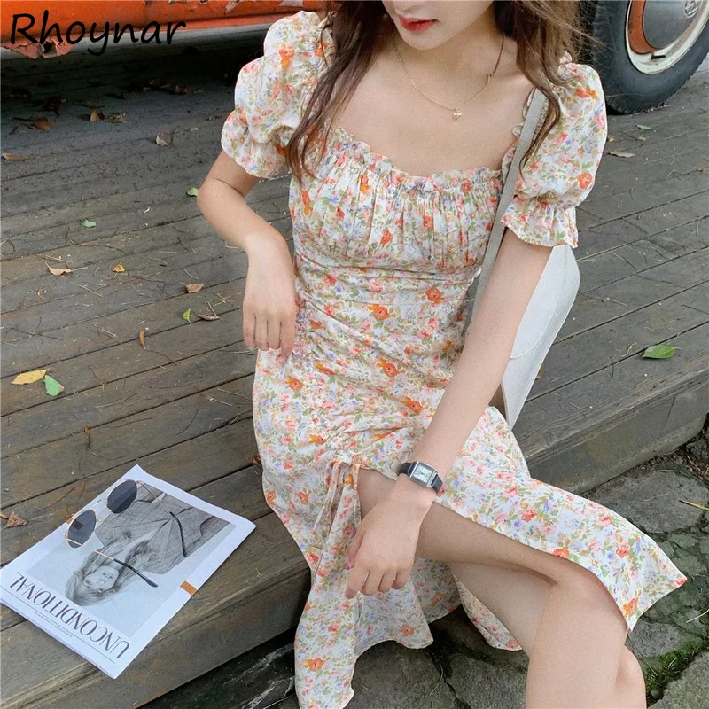 Dress Women Short Puff Sleeve Sweet Floral Summer Sundress Empire Square Collar Fashion Shirring Sexy Side Split Casual Elegant
Dress Women Short Puff Sleeve Sweet Floral Summer Sundress Empire Square Collar Fashion Shirring Sexy Side Split Casual Elegant
