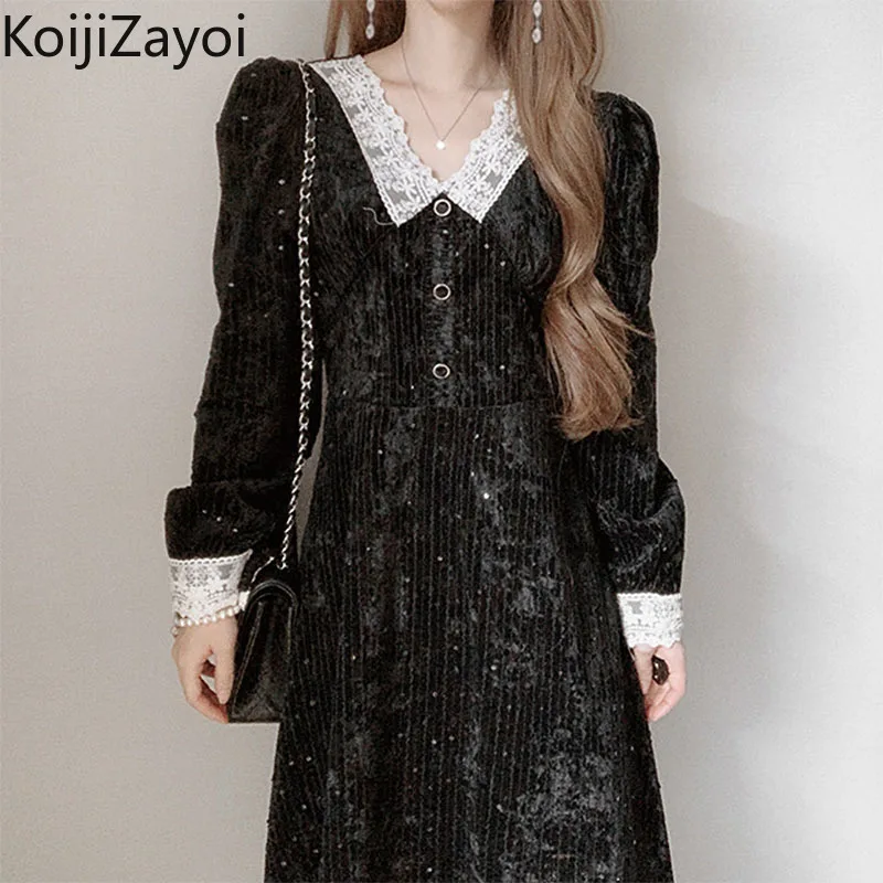 Женское бархатное платье с блестками Koijizayoi Вечерние вечернее платье с длинными рукавами и V-образным вырезом, корейские платья, офисные Жен...
Женское бархатное платье с блестками Koijizayoi Вечерние вечернее платье с длинными рукавами и V-образным вырезом, корейские платья, офисные Жен...