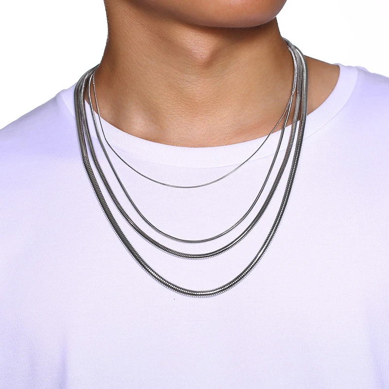 1 TO 4MM STAINLESS STEEL ROUND SNAKE CHAIN NECKLACE LENGTHS 18 20 22 24 INCHES 
1 TO 4MM STAINLESS STEEL ROUND SNAKE CHAIN NECKLACE LENGTHS 18 20 22 24 INCHES
