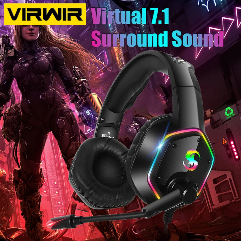 Профессиональные игровые стереонаушники VIRWIR USB 7,1, проводные наушники с HD микрофоном, красосветильник ка, игровые наушники для PS4, ПК, ноутбу...
Профессиональные игровые стереонаушники VIRWIR USB 7,1, проводные наушники с HD микрофоном, красосветильник ка, игровые наушники для PS4, ПК, ноутбу...