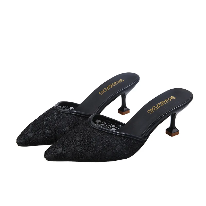 Wear Half Slippers Spring and Summer New Fashion Versatile Lace High Heeled Sandals Sexy Pointed Thin Heeled High Heeled Women
Wear Half Slippers Spring and Summer New Fashion Versatile Lace High Heeled Sandals Sexy Pointed Thin Heeled High Heeled Women