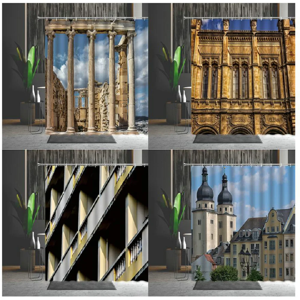 Architectural Landscape Shower Curtains Greece Roman Columns Nordic Style Building Corridor Bathroom Decorative Bath Screens
Architectural Landscape Shower Curtains Greece Roman Columns Nordic Style Building Corridor Bathroom Decorative Bath Screens