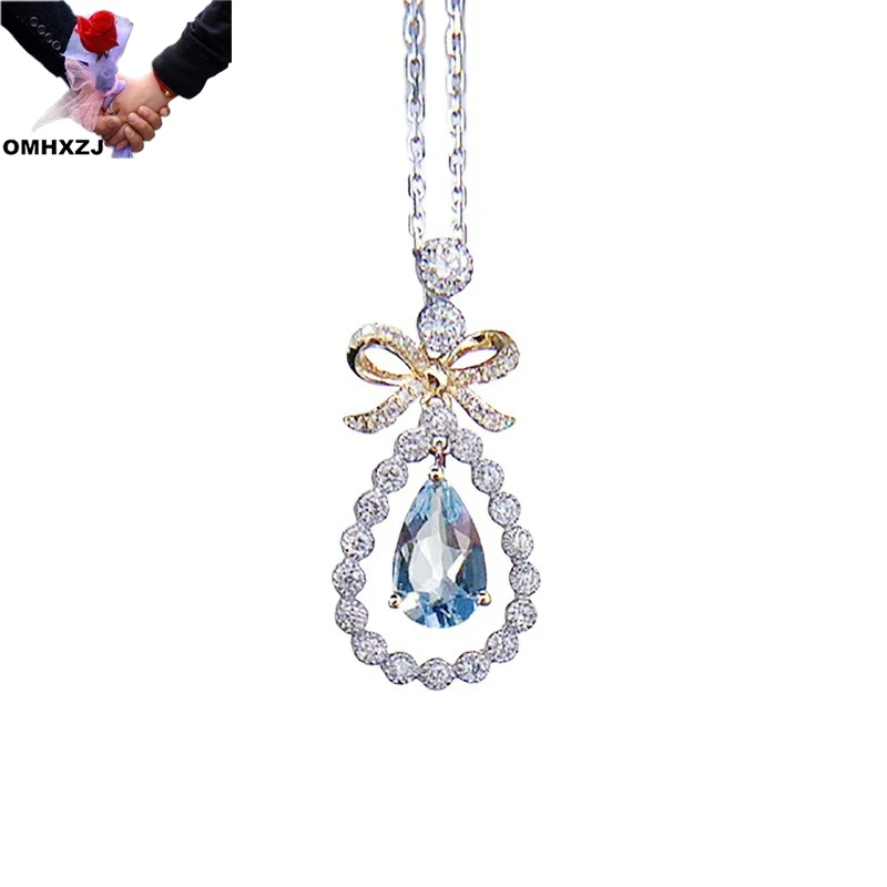 

OMHXZJ оптовая продажа NA473 Европейская мода для девушек и женщин вечерние подарок на день рождения и свадьбу капли воды AAA циркон 18KT ожерелье из...