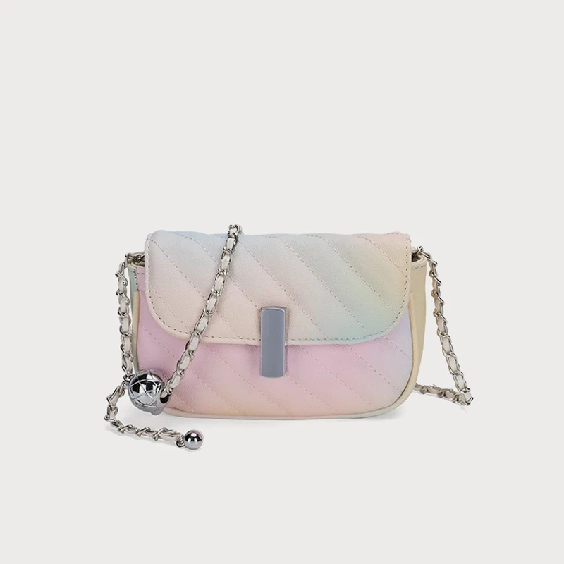 2021 European Luxury Leather Diamond plaid Rainbow Leisure Small Square Bag Simple texture Chain Single Shoulder Bag Women
2021 European Luxury Leather Diamond plaid Rainbow Leisure Small Square Bag Simple texture Chain Single Shoulder Bag Women