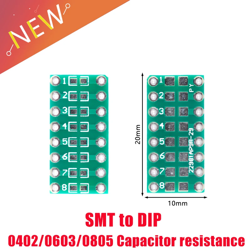 20Pcs Transfer Board Adapter PCB Pinboard SMT SMD to DIP 0402/0603/0805 capacitor resistance LED SMT to DIP
20Pcs Transfer Board Adapter PCB Pinboard SMT SMD to DIP 0402/0603/0805 capacitor resistance LED SMT to DIP