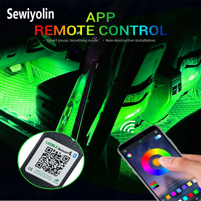 LED Car Atmosphere Lamp Light 12V Decorative Foot Lights Cigarette Lighter App Music Control Ambient Lamp Interior Backlight 
LED Car Atmosphere Lamp Light 12V Decorative Foot Lights Cigarette Lighter App Music Control Ambient Lamp Interior Backlight