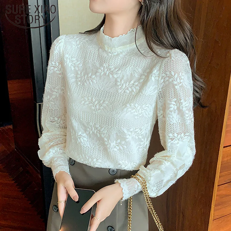 Sweet Hollow Lace Blouse Women Elegant Autumn Long Sleeve Bottoming Shirt Stand Collar Slim Women's Long Sleeve Top Blusas 16985
Sweet Hollow Lace Blouse Women Elegant Autumn Long Sleeve Bottoming Shirt Stand Collar Slim Women's Long Sleeve Top Blusas 16985