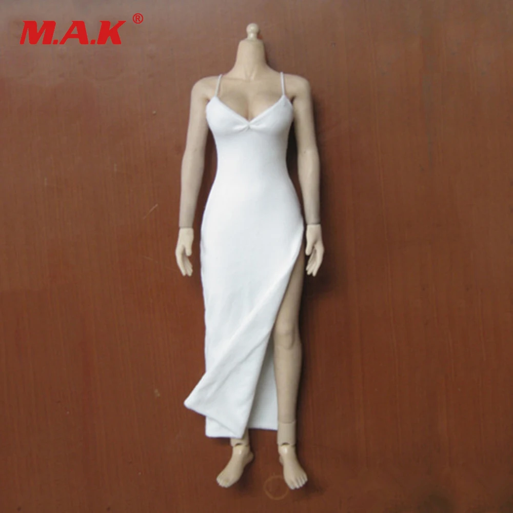 

hot figures accessory 1:6 sexy white dress slit skirt fit 12" HT TTL CG phicen kumik doll toys collection woman female clothes
