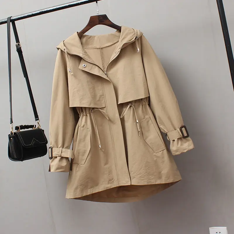 Large size Loose Trench Coats Womens Spring Autumn Casual Hooded Coats Female Wild Slim Outwear Woman Korean Fashion Windbreaker
Large size Loose Trench Coats Womens Spring Autumn Casual Hooded Coats Female Wild Slim Outwear Woman Korean Fashion Windbreaker
