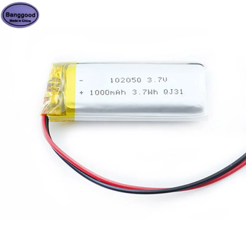 

Banggood 3.7V 1000mAh 102050 Lipo Polymer Lithium Rechargeable Li-ion Battery Cells For GPS Bluetooth Speaker MP3 PDA Battery