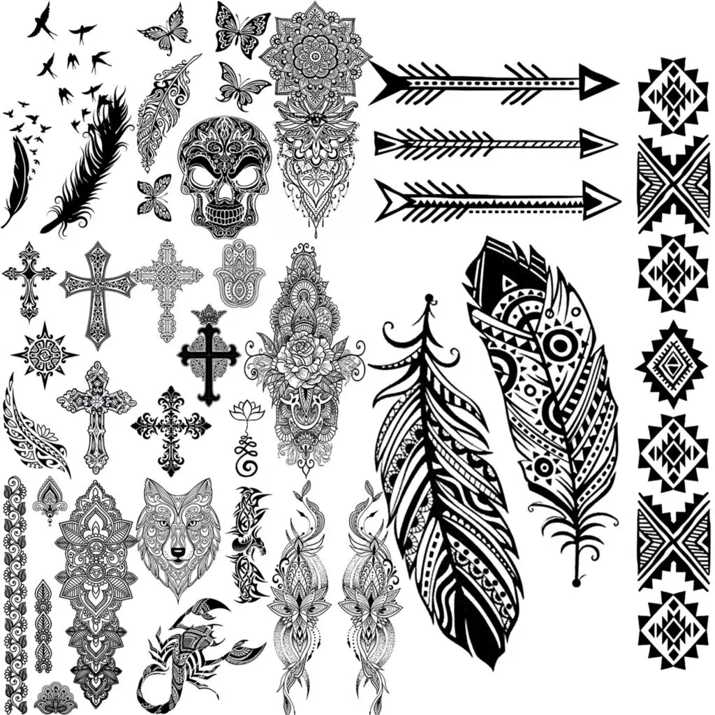 Black Feather Arrow Temporary Tattoos For Women Men Realistic Skull Cross Wolf Scorpion Fake Tattoo Sticker Arm Leg Tatoos
Black Feather Arrow Temporary Tattoos For Women Men Realistic Skull Cross Wolf Scorpion Fake Tattoo Sticker Arm Leg Tatoos