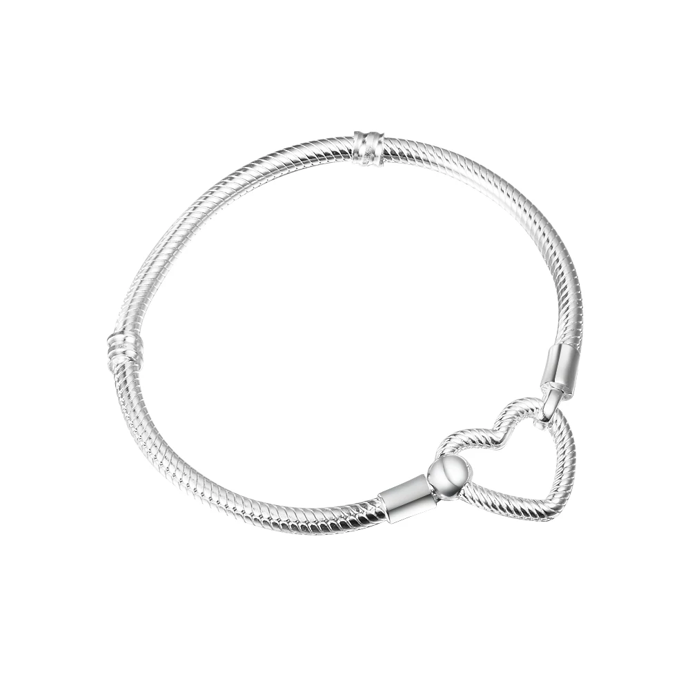 Moments Heart Closure Snake Chain Bracelet Sterling Silver Bracelets Fits Charms & Beads Fashion Female Jewelry
Moments Heart Closure Snake Chain Bracelet Sterling Silver Bracelets Fits Charms & Beads Fashion Female Jewelry
