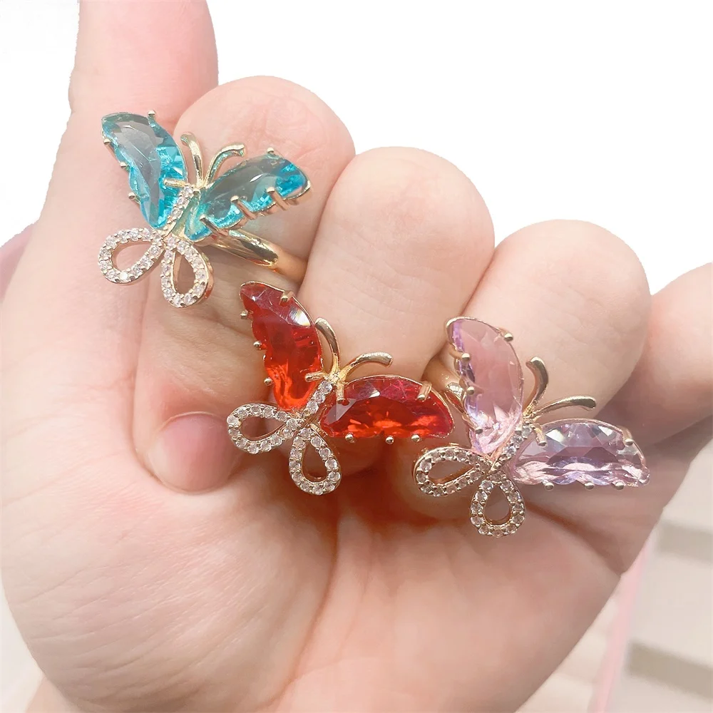 JQ 2022 Fashion Trend Colorful Crystal Glass Butterfly Ring Golden Cocktail Party Ring Gift Adjustable Size For Friends Gifts
JQ 2022 Fashion Trend Colorful Crystal Glass Butterfly Ring Golden Cocktail Party Ring Gift Adjustable Size For Friends Gifts
