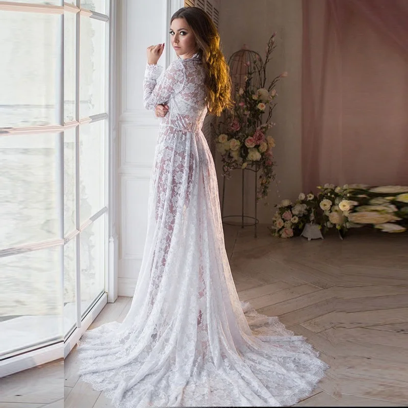 Lace Maxi Gown Front Split Maternity Dresses for Photo Shoot Sexy V Neck Long Sleeve Pregnancy Dress Robe Femme Enceinte
Lace Maxi Gown Front Split Maternity Dresses for Photo Shoot Sexy V Neck Long Sleeve Pregnancy Dress Robe Femme Enceinte