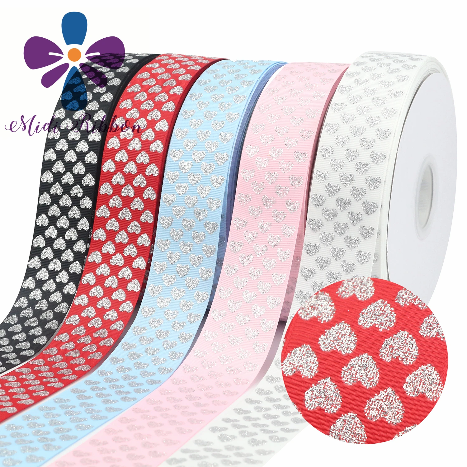 1.5"(38mm) 50Yards Silver Heart-Shaped Printing Ribbon Sewing Supplies DIY Bow Material Handmade Decoration Accessories
1.5"(38mm) 50Yards Silver Heart-Shaped Printing Ribbon Sewing Supplies DIY Bow Material Handmade Decoration Accessories