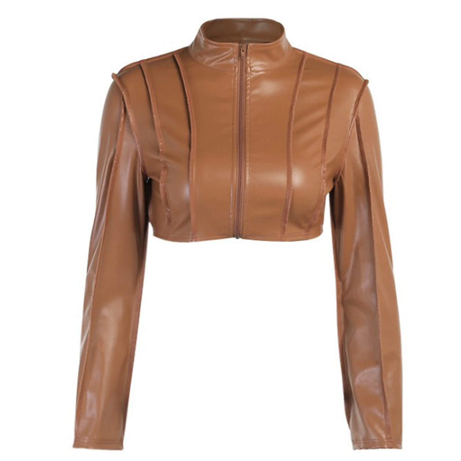 Women Fashion Faux Leather Stand Collar Cropped Jacket Ladies Casual Long Sleeve Zipper Front Crop Top Coat Clubwear Party
Women Fashion Faux Leather Stand Collar Cropped Jacket Ladies Casual Long Sleeve Zipper Front Crop Top Coat Clubwear Party