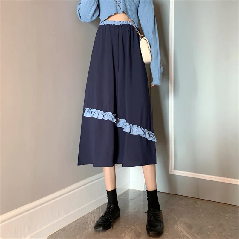 KUSAHIKI Ruffle Hit Color Patchwork Women Skirt Causal High Waist A-line Mid-calf Skirts 2021 Spring New Faldas Mujer 6F098
KUSAHIKI Ruffle Hit Color Patchwork Women Skirt Causal High Waist A-line Mid-calf Skirts 2021 Spring New Faldas Mujer 6F098