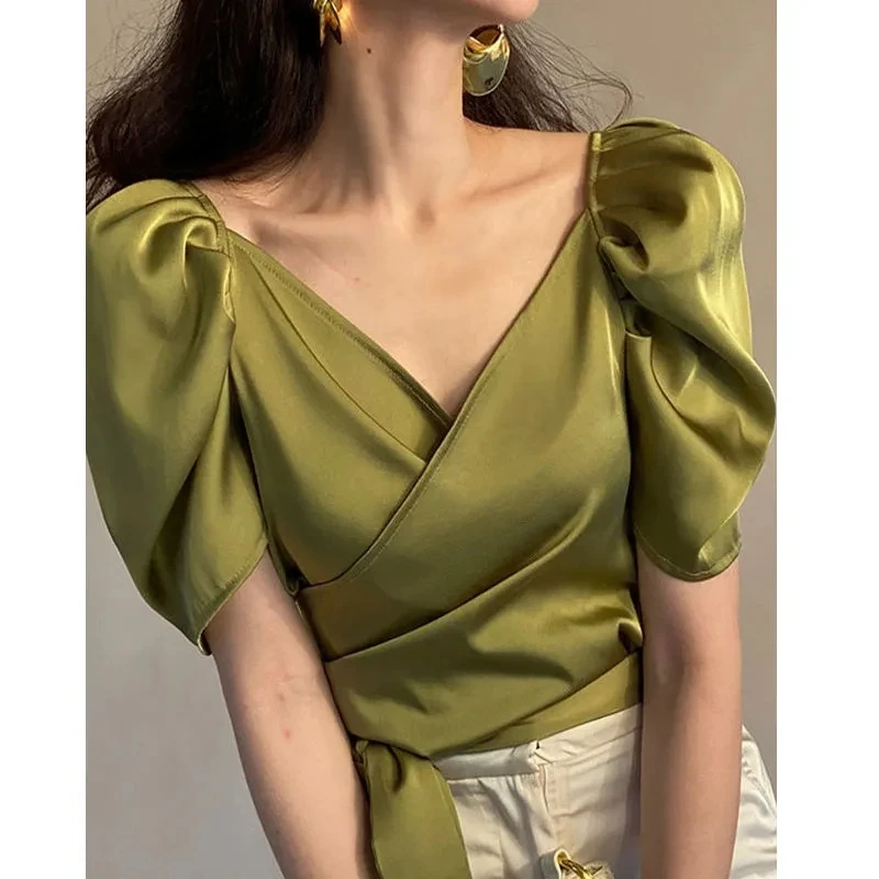 Vintage Solid Summer T shirt 2021 Top femme Kawaii Clothes cute Korean style sweet shirt Office Tops
Vintage Solid Summer T shirt 2021 Top femme Kawaii Clothes cute Korean style sweet shirt Office Tops