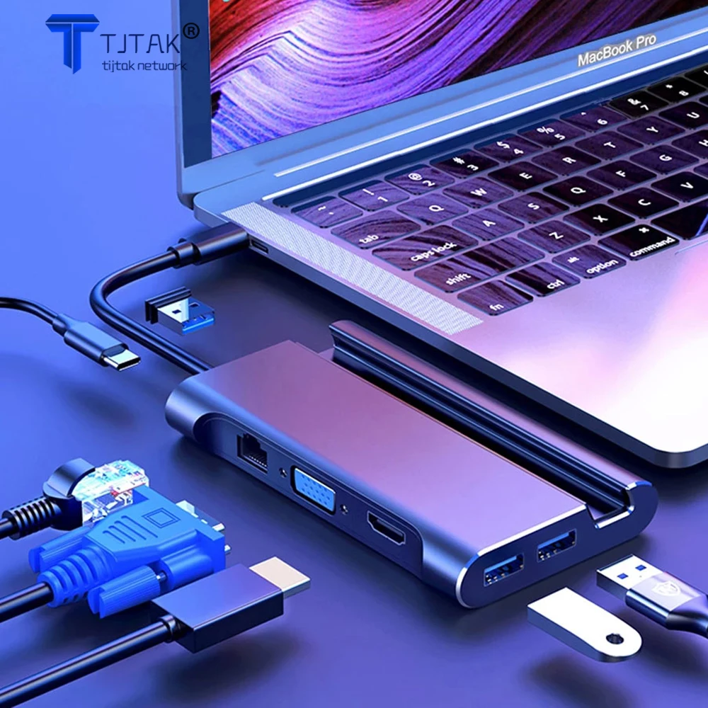 USB 3.1 Type C Dock Hub to USB 3.0 Type C VGA RJ45 PD HDMI-Compatible USBC HUB for Laptop USB Docking Station Adapter Converter
USB 3.1 Type C Dock Hub to USB 3.0 Type C VGA RJ45 PD HDMI-Compatible USBC HUB for Laptop USB Docking Station Adapter Converter