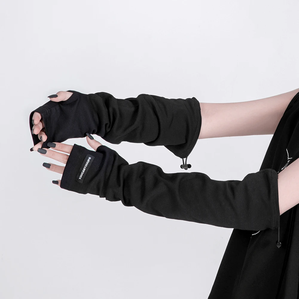 Новинка, длинные черные перчатки на полпальца в стиле панк, модная уличная мода для девушек с регулируемым длинным рукавом
Новинка, длинные черные перчатки на полпальца в стиле панк, модная уличная мода для девушек с регулируемым длинным рукавом