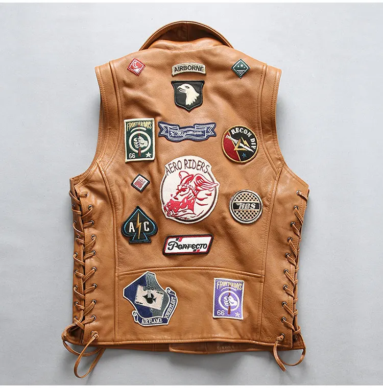 Fashion Locomotive Style Genuine Motorcycle Biker Waistcoat Cowhide Short Slim Fit Real Leather Vest | Мужская одежда