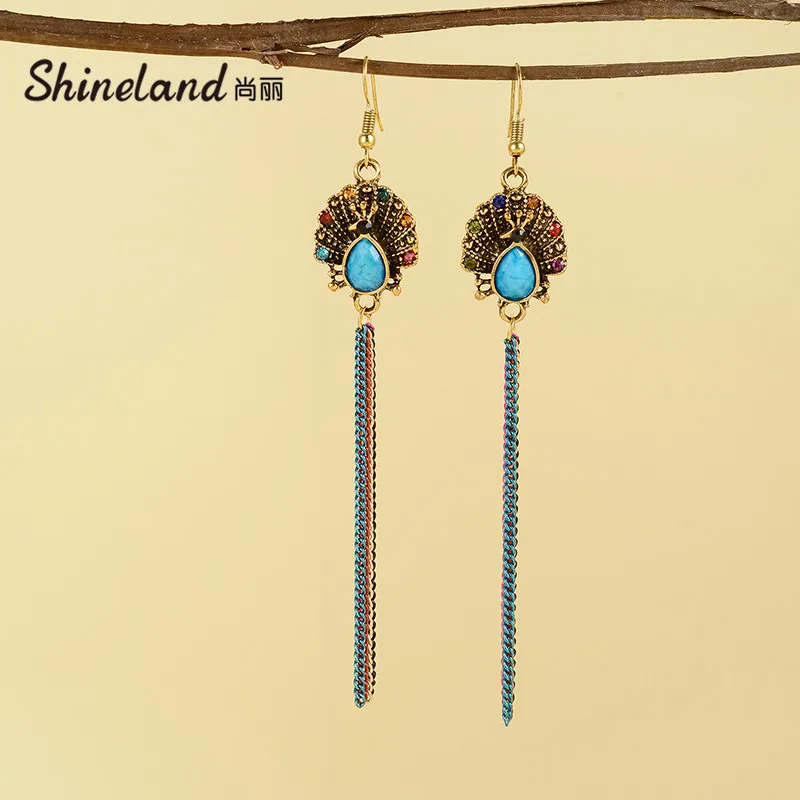 Shineland Vintage Jewelry Colorful Long Tassel Crystal Bule Beads Female Luxury Boho Dangle Earrings New Fashion Bijoux Gift
Shineland Vintage Jewelry Colorful Long Tassel Crystal Bule Beads Female Luxury Boho Dangle Earrings New Fashion Bijoux Gift