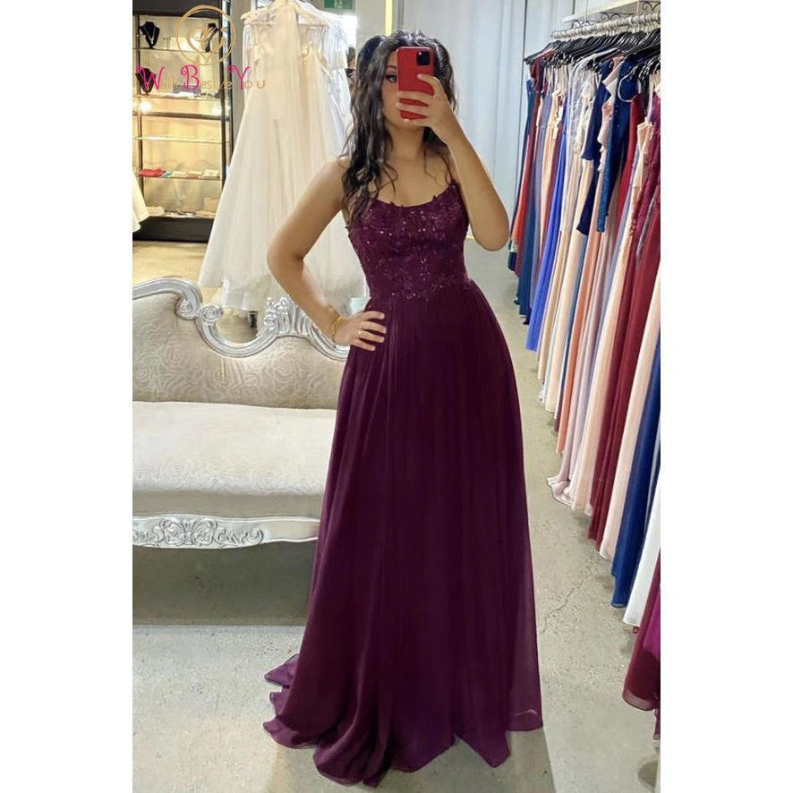 Walk Beside You Grape Prom Dresses Chiffon Long Lace Beaded A line Sweep Train Scoop Neck Evening Gown Formal Party
Walk Beside You Grape Prom Dresses Chiffon Long Lace Beaded A line Sweep Train Scoop Neck Evening Gown Formal Party