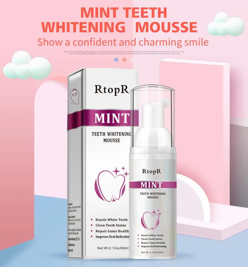RtopR Teeth Cleansing Whitening Mousse Removes Stains Teeth Whitening Oral Hygiene Mousse Toothpaste Whitening Liquid 60ml TSLM2
RtopR Teeth Cleansing Whitening Mousse Removes Stains Teeth Whitening Oral Hygiene Mousse Toothpaste Whitening Liquid 60ml TSLM2
