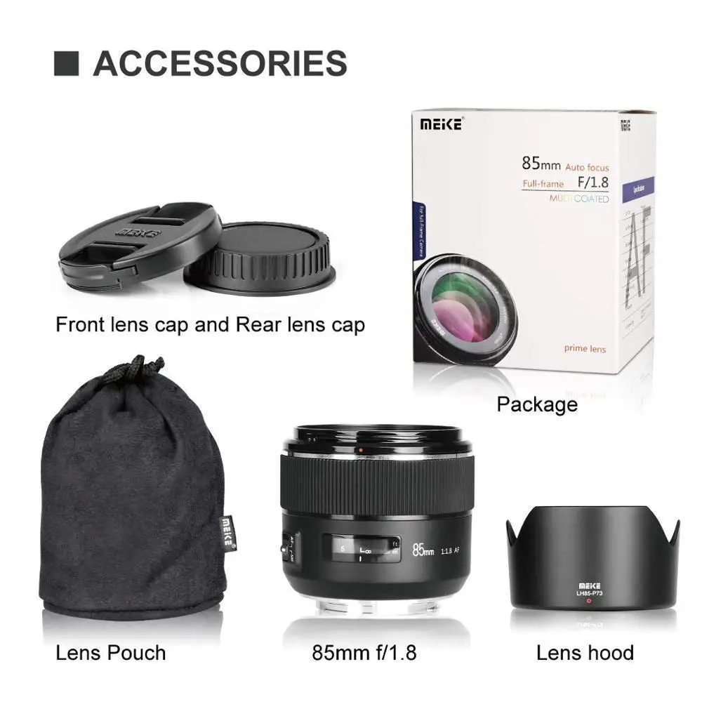 Meike 85mm F/1.8 Full Frame Auto Focus Portrait Prime Lens for Canon EOS EF Mount Digital SLR Cameras 1300D 600D
Meike 85mm F/1.8 Full Frame Auto Focus Portrait Prime Lens for Canon EOS EF Mount Digital SLR Cameras 1300D 600D