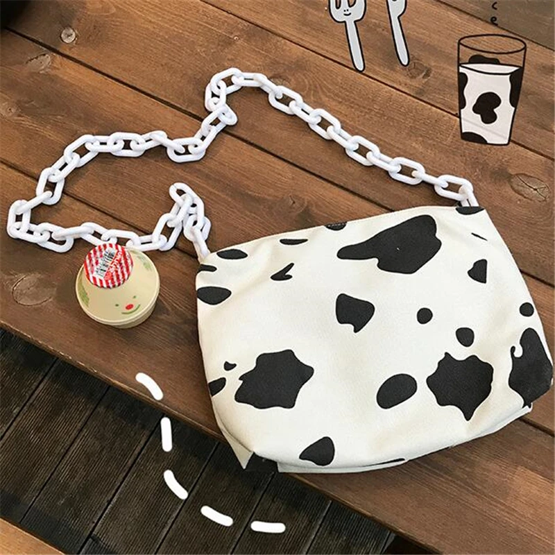 2021 Milk Cow Print Bag for Women Acrylic Chain Shoulder Bags Cute Larger Capacity Canvas Crossbody Bag for Girls Purse Bolsas
2021 Milk Cow Print Bag for Women Acrylic Chain Shoulder Bags Cute Larger Capacity Canvas Crossbody Bag for Girls Purse Bolsas