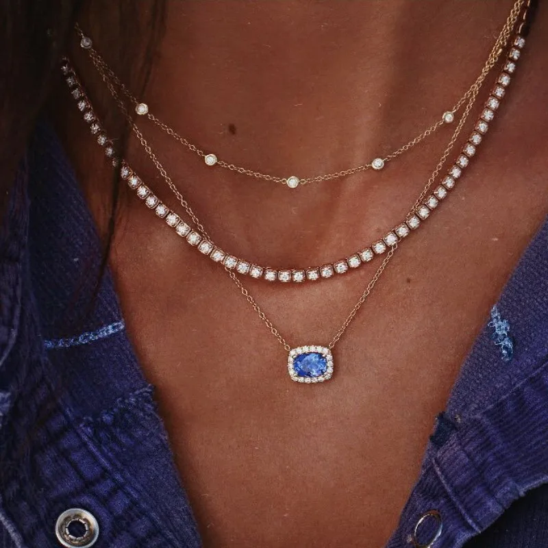 Personalized Blue Gemstone and Diamond Multilayer NecklaceNecklace for Women New Jewelry 2021
Personalized Blue Gemstone and Diamond Multilayer NecklaceNecklace for Women New Jewelry 2021
