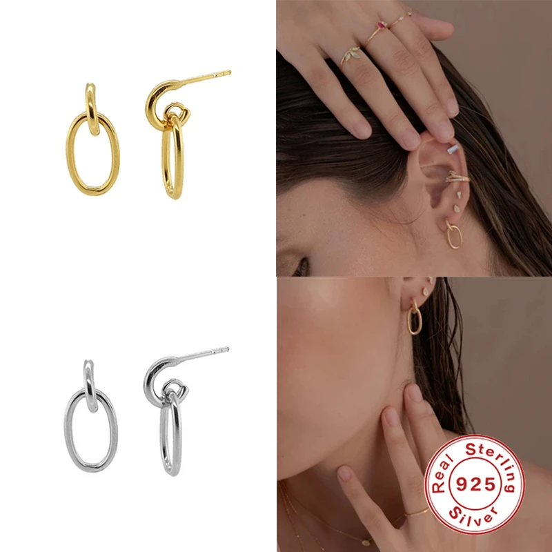 Aide Simple Tow Circle Stud Earrings For Women Gift 925 Sterling Silver Chain Loop Earrings Jewelry Pendientes Brincos Aretes
Aide Simple Tow Circle Stud Earrings For Women Gift 925 Sterling Silver Chain Loop Earrings Jewelry Pendientes Brincos Aretes