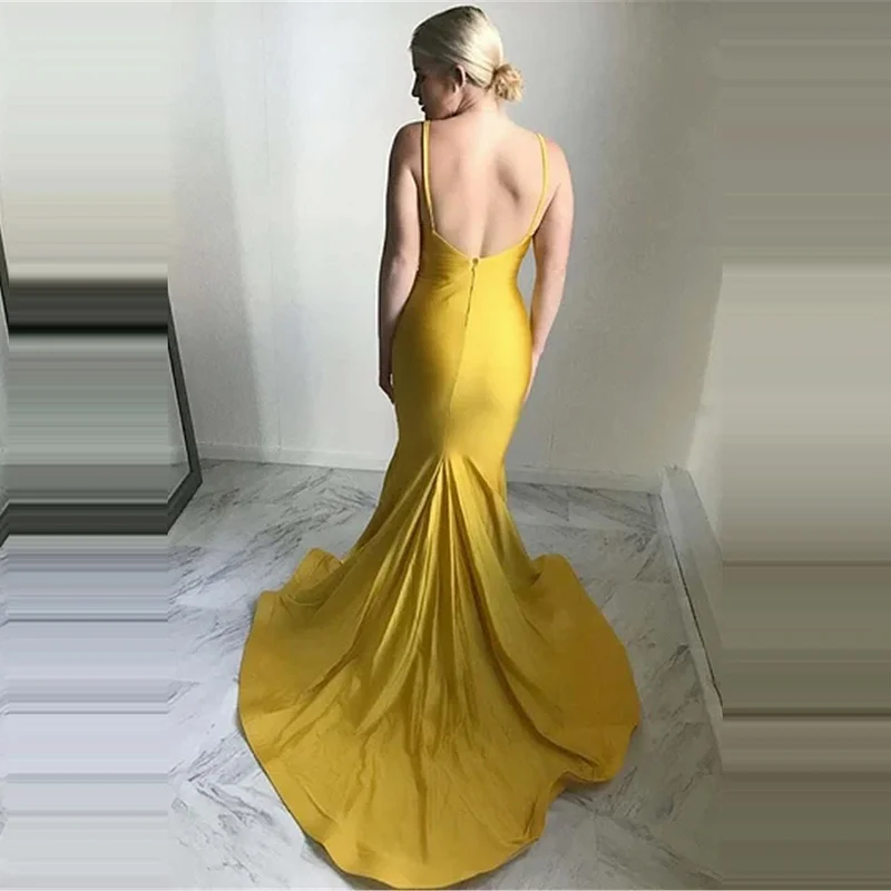 Mermaid Evening Dresses V-neck Spaghetti Strap Evening Party Gowns Pleat Backless Formal Dresses Robe De Soiree Prom Dresses
Mermaid Evening Dresses V-neck Spaghetti Strap Evening Party Gowns Pleat Backless Formal Dresses Robe De Soiree Prom Dresses