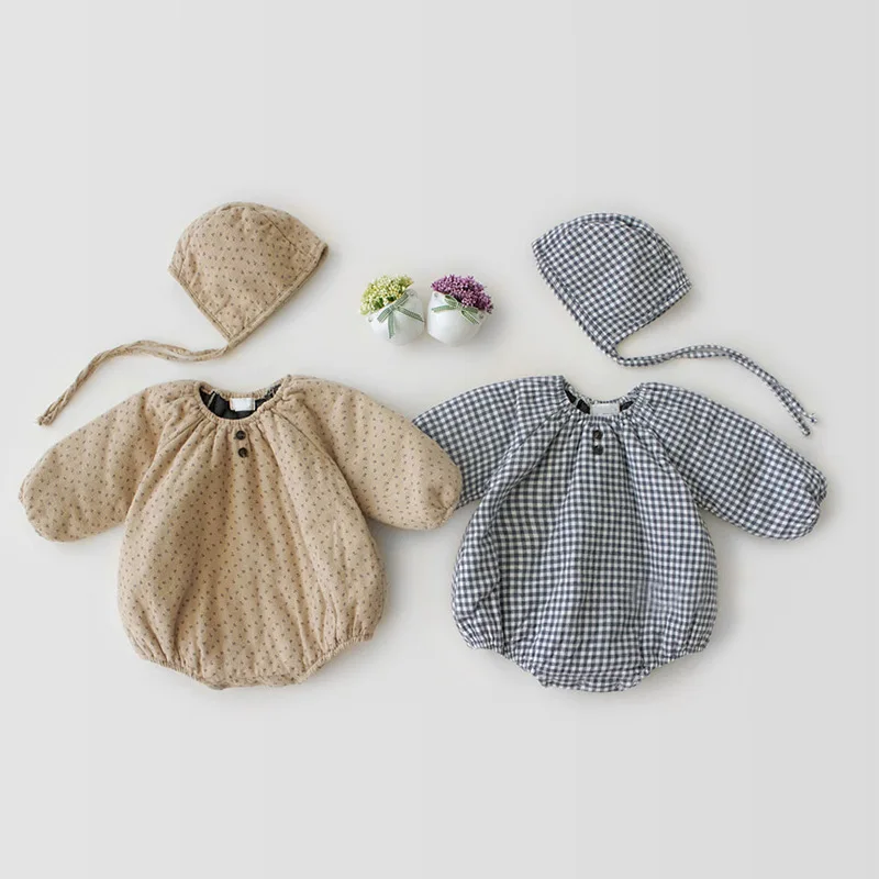 Lovely Kids Plaid Floral Winter Wool Cotton Romper with Hat Blue Khaki Color Toddler Ins Fashion Unisex Infant Clothing
Lovely Kids Plaid Floral Winter Wool Cotton Romper with Hat Blue Khaki Color Toddler Ins Fashion Unisex Infant Clothing