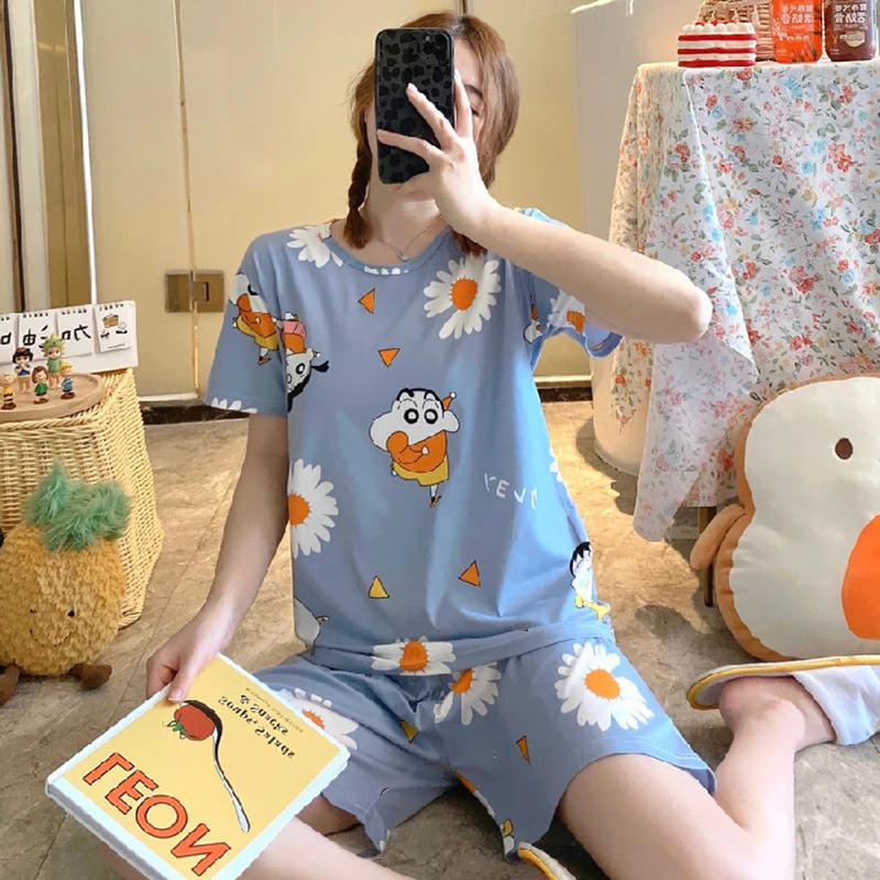 Cartoon Doraemon Shorts Pajamas Suit Short-sleeved Shorts Sleepwear Summer Pajamas Female Plus Size Home Service Pajamas
Cartoon Doraemon Shorts Pajamas Suit Short-sleeved Shorts Sleepwear Summer Pajamas Female Plus Size Home Service Pajamas