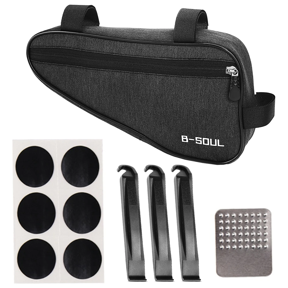 MTB Bicycle Bags Top Tube Front Frame Bag with Tire Pry Bars Glue-Free Tire Patches Tyre Grinding Pad Repair Kits
MTB Bicycle Bags Top Tube Front Frame Bag with Tire Pry Bars Glue-Free Tire Patches Tyre Grinding Pad Repair Kits