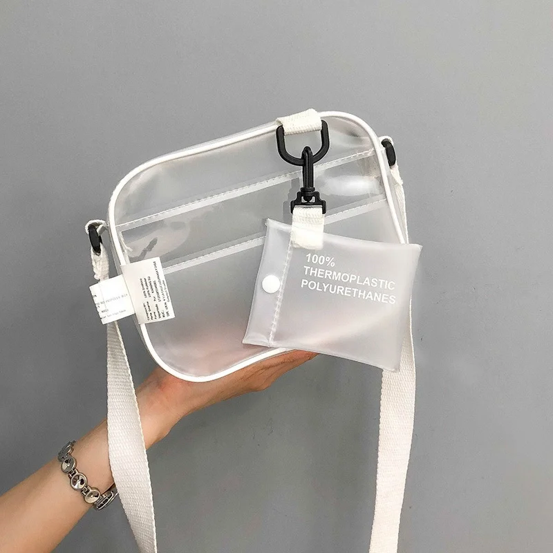 Summer 2021 Women Transparent PVC Frosted Beach Flap Bag Cute Shoulder Bag Messenger Jelly Phone Bag Card Holder Wide Straps
Summer 2021 Women Transparent PVC Frosted Beach Flap Bag Cute Shoulder Bag Messenger Jelly Phone Bag Card Holder Wide Straps
