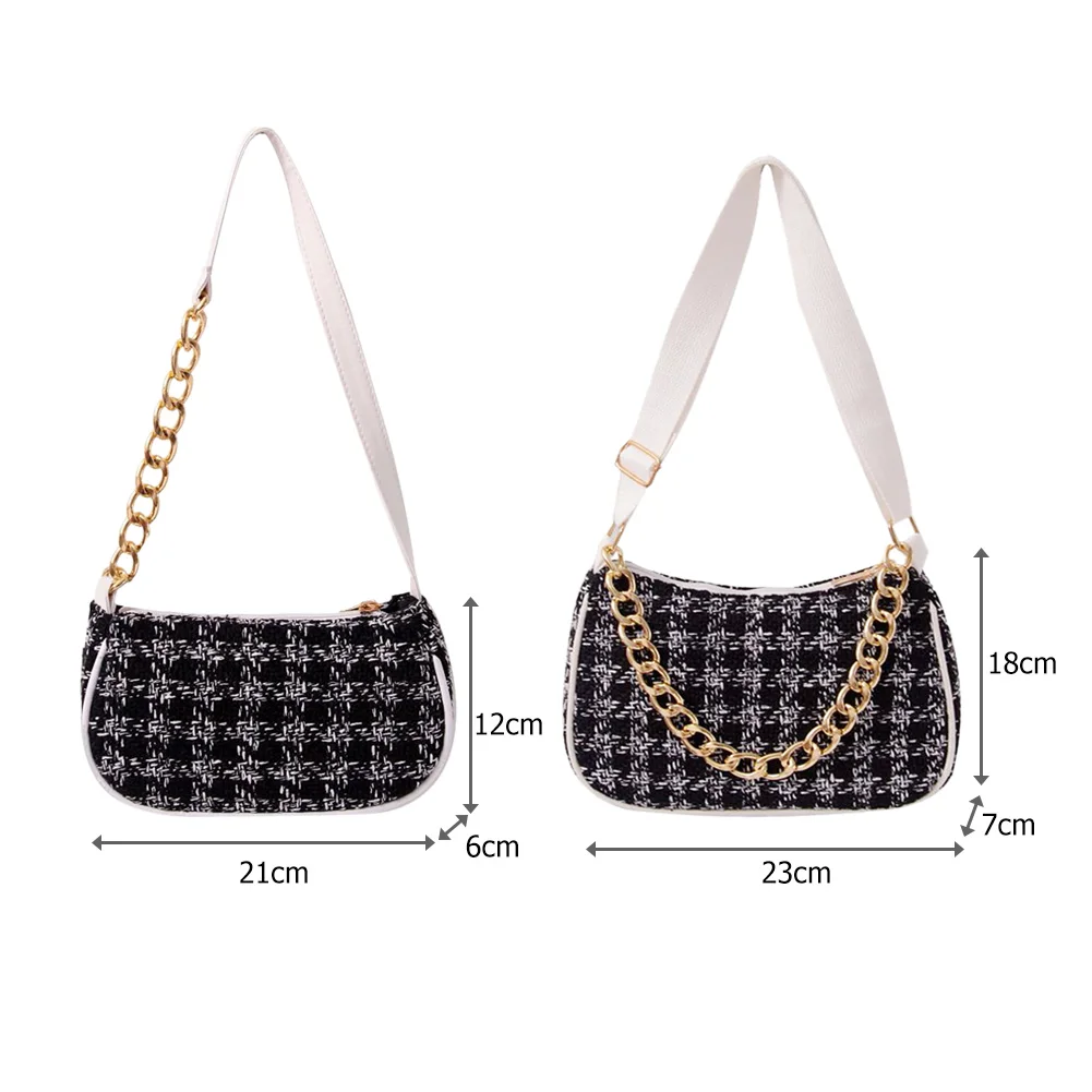 Vintage Woolen Messenger Handbag Women Casual Chain Handle Shoulder Underarm Purse Fashion Plaid Pattern Travel Shopping Bags
Vintage Woolen Messenger Handbag Women Casual Chain Handle Shoulder Underarm Purse Fashion Plaid Pattern Travel Shopping Bags