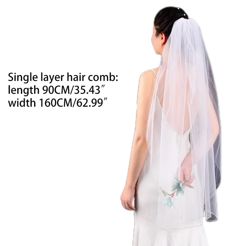 2021 New 1 Tier Wedding Bridal Veil with Comb Sparkling Cut Edge with Silver Tube Beads
2021 New 1 Tier Wedding Bridal Veil with Comb Sparkling Cut Edge with Silver Tube Beads