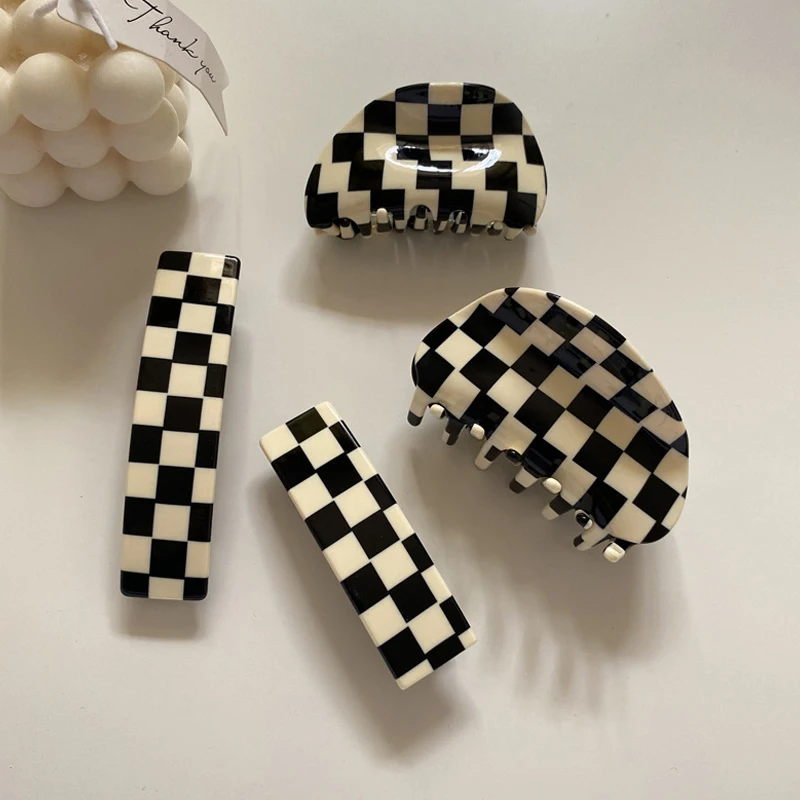 Exquisite Mutiple Vintage Acetate Checkerboard Hair Claws Korean Elegant Women Plaid Shark Clips Ins Barrette Hair Accessories
Exquisite Mutiple Vintage Acetate Checkerboard Hair Claws Korean Elegant Women Plaid Shark Clips Ins Barrette Hair Accessories