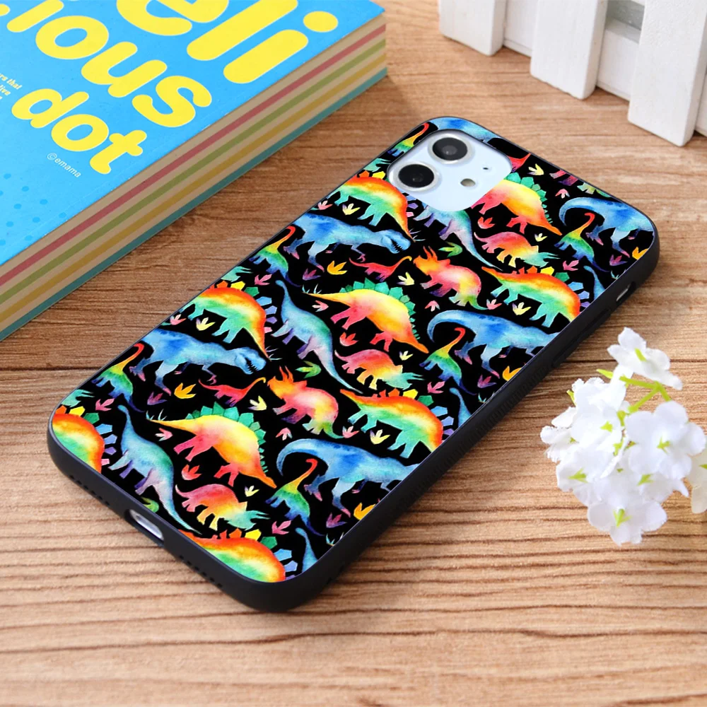 For iPhone Rainbow Dinosaurs - black background Soft TPU border Apple iPhone Case
For iPhone Rainbow Dinosaurs - black background Soft TPU border Apple iPhone Case