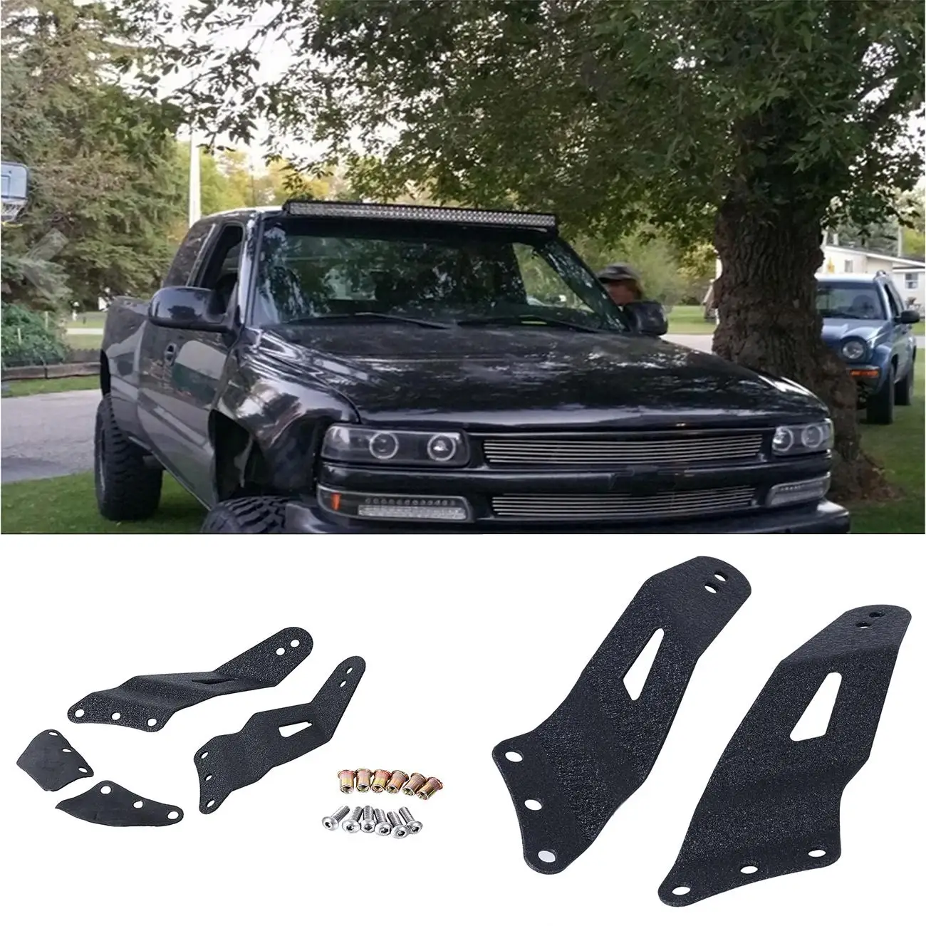 1 pair 52" Curved Upper Windshield LED Light Bar Working Light Mounts Bracket for Chevrolet Silverado/Suburban/GMC Sierra/Yukon
1 pair 52" Curved Upper Windshield LED Light Bar Working Light Mounts Bracket for Chevrolet Silverado/Suburban/GMC Sierra/Yukon